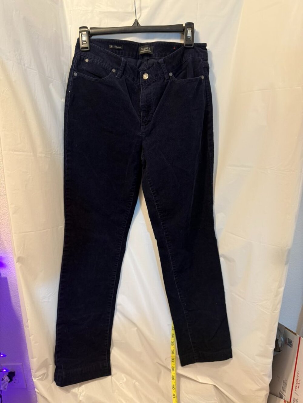 Talbots Flawless Five-Pocket Straight Corduroy Pants Size 6 Navy Blue | Stretch